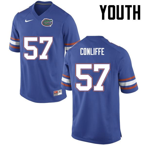 NCAA Florida Gators Elijah Conliffe Youth #57 Nike Blue Stitched Authentic College Football Jersey ROE0264JR